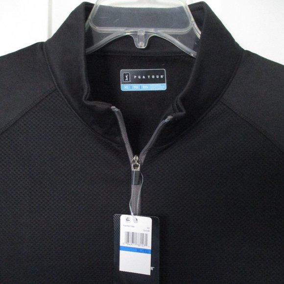 PGA Tour Mens L/S Black Fleece Lined 1/4 Zip Golf Sweater NWT - Size XL - Picture 3 of 3